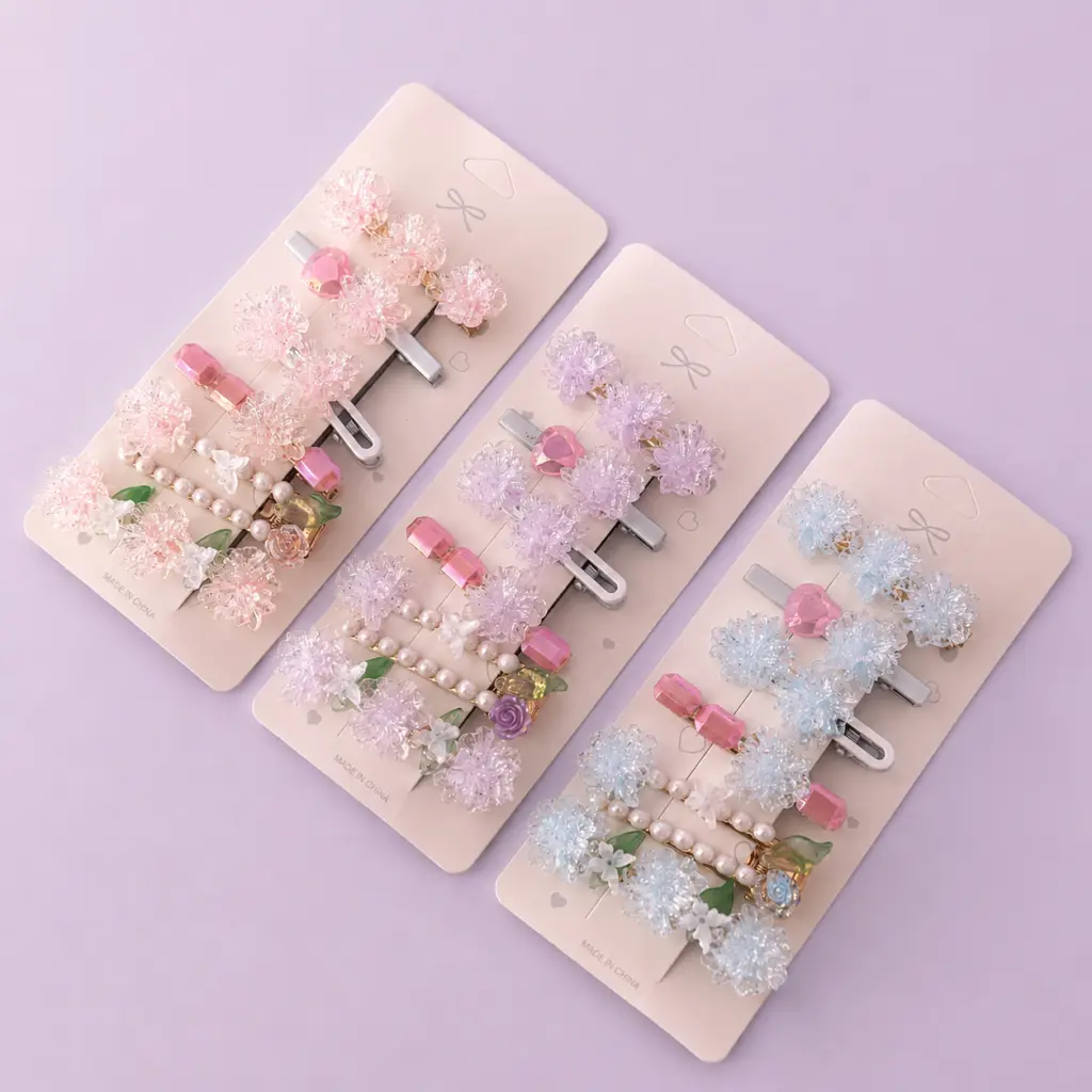 Set 7 Pinches Sakura Cristal para Cabello