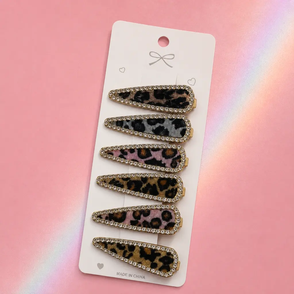 Set de 6 pinches animal print 2311