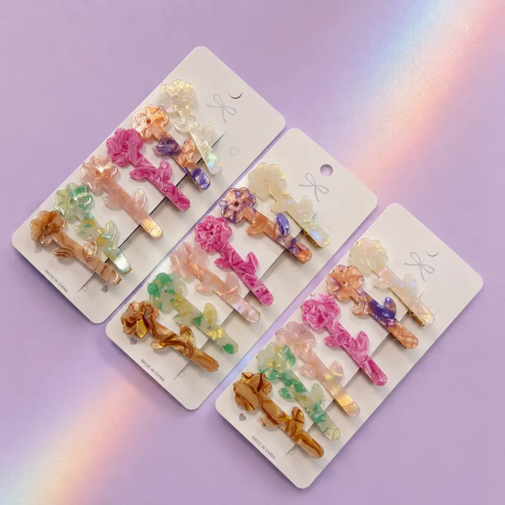 Set de 6 pinches flores 2320