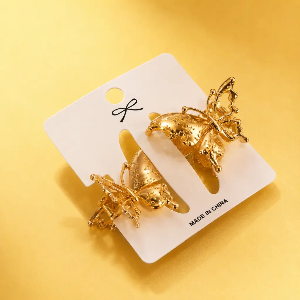 Set Mini pinches Mariposa Dorada 2 Piezas 