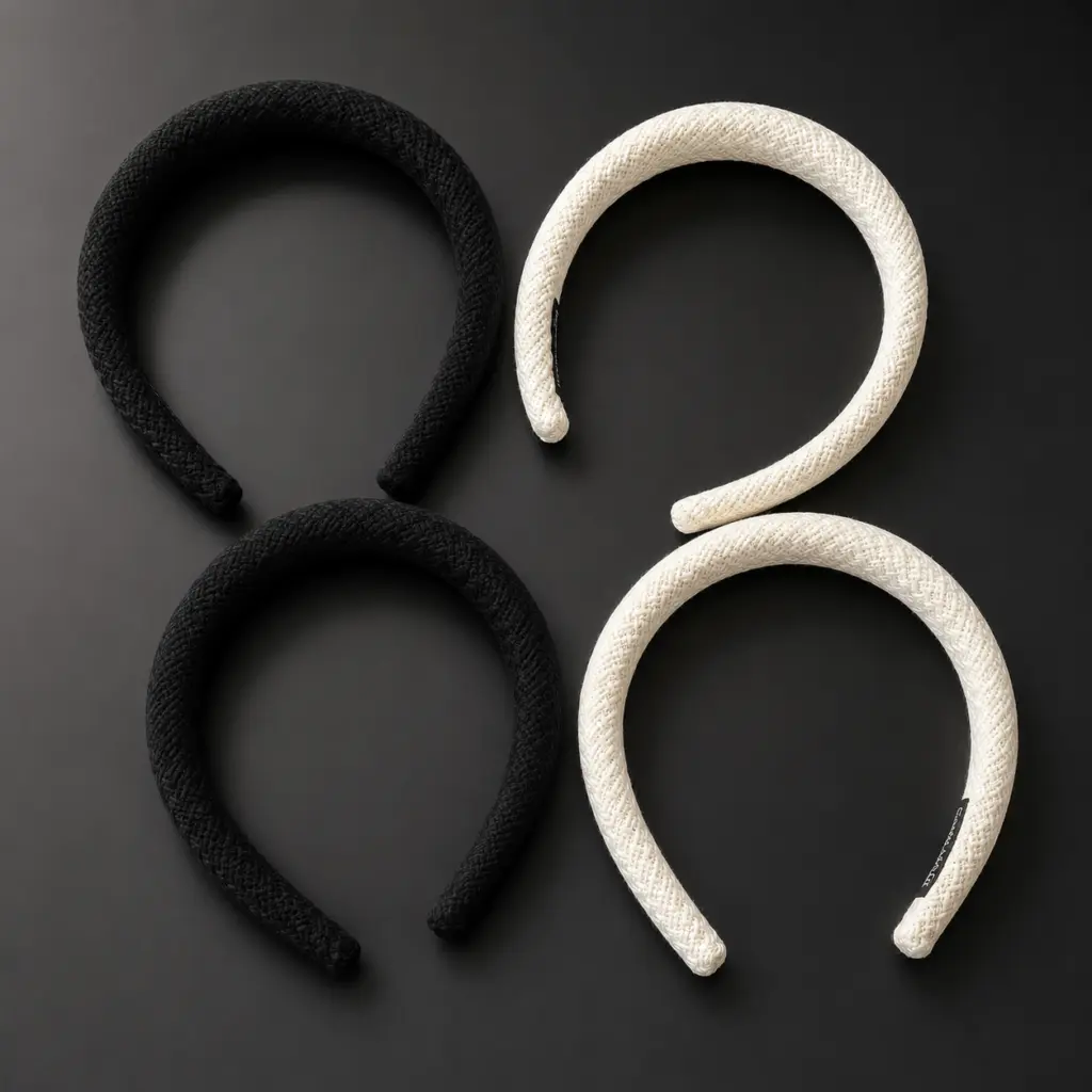 Cintillo trenza blanco y negro 1631