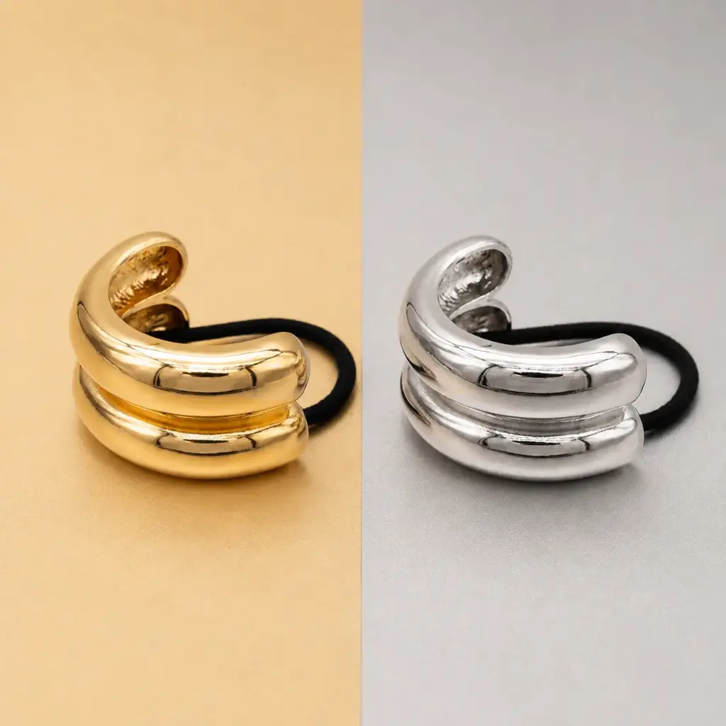 Colet Metálico Doble Curva Dorado y Plateado