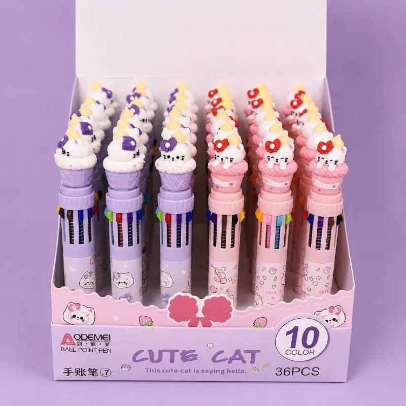 Lápiz 10 Colores Gatito Kawaii 2 colores