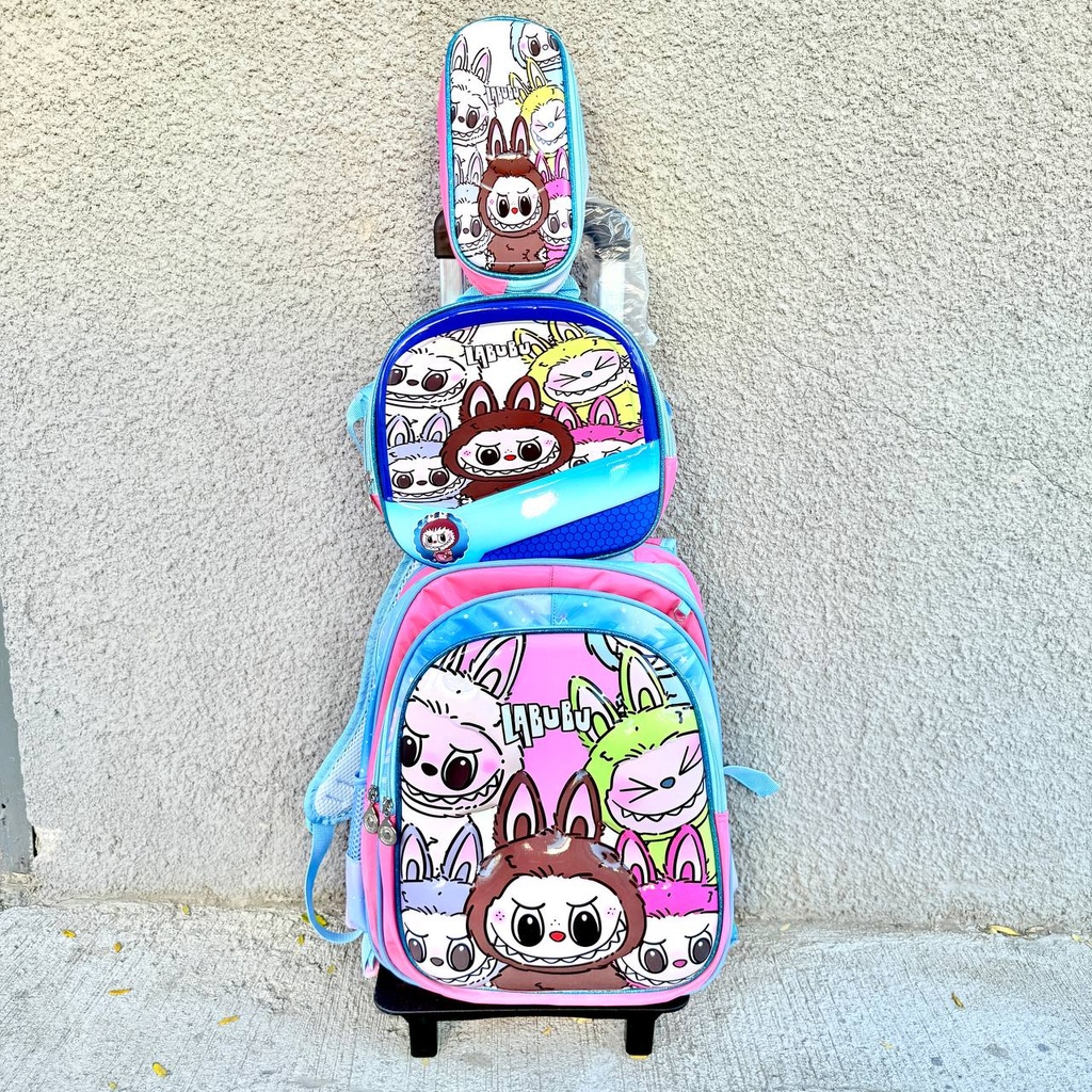 Mochila 3 pcs de LABUBU con Ruedas  Diseño Práctico y Adorable