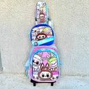 Mochila 3 pcs de LABUBU con Ruedas  Diseño Práctico y Adorable