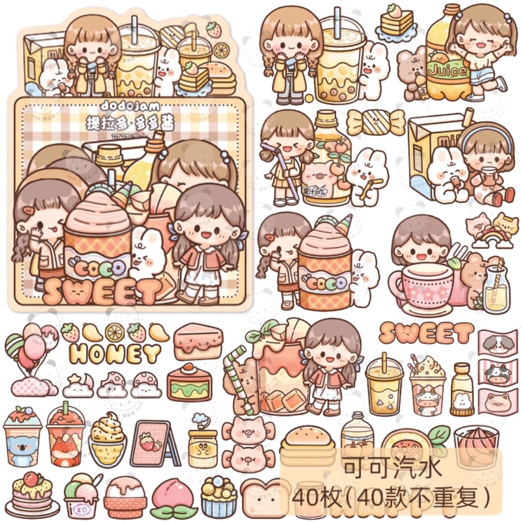 Stikers adhesivos 40 piezas Comida