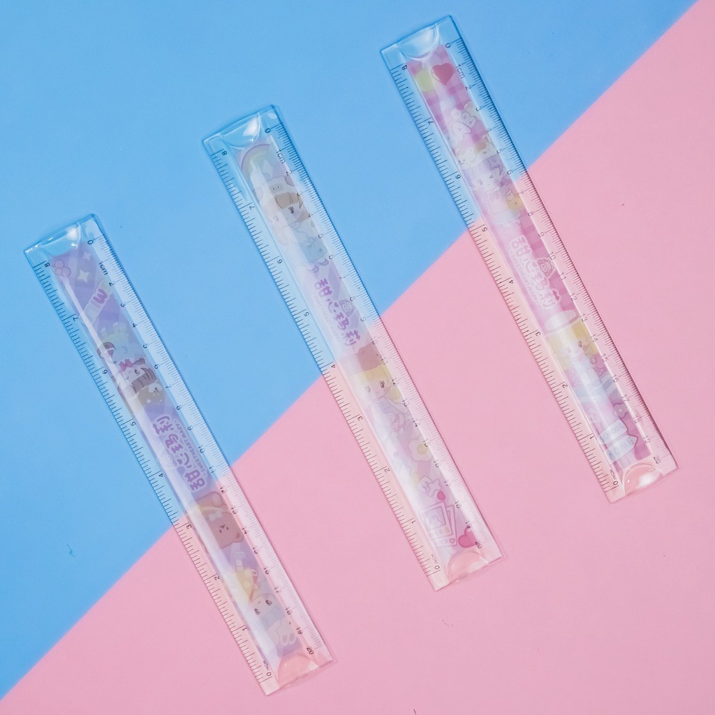 Regla Flexible de niña 20 cm y pulgadas 3 Colores