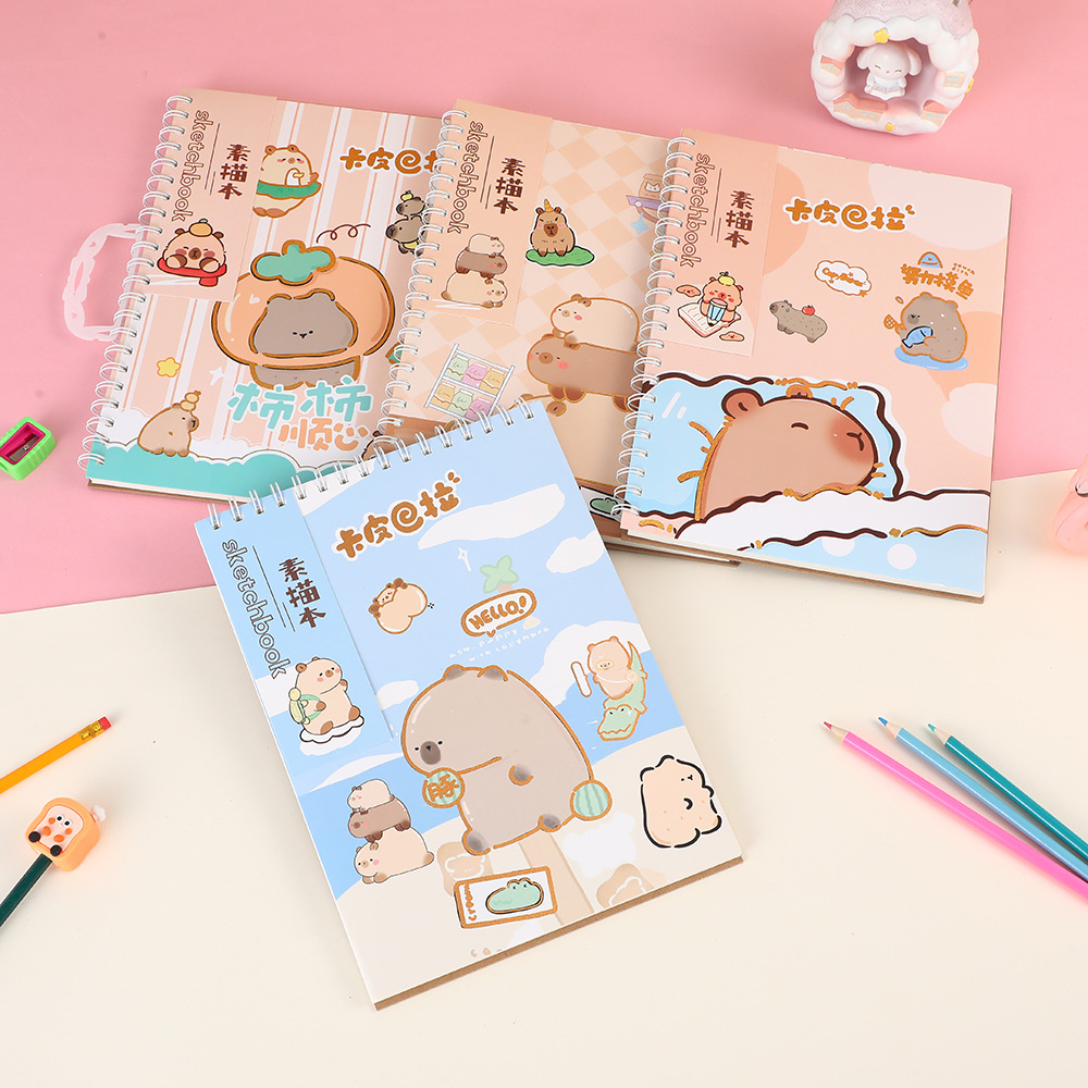 Croquera Kawaii Capybara 50 Hojas en Blanco
