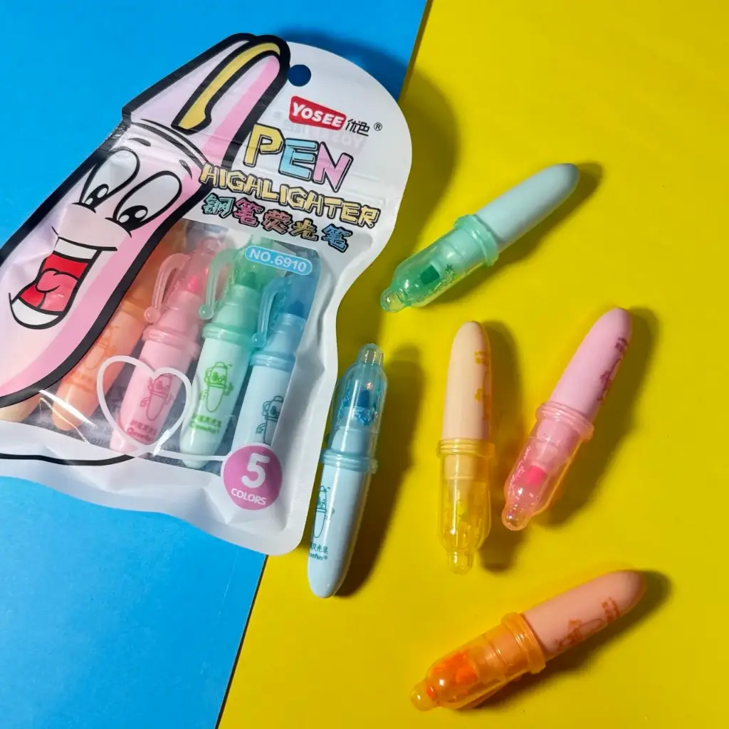 Mini Destacadores Pincel  Set de 5 Colores Surtidos 