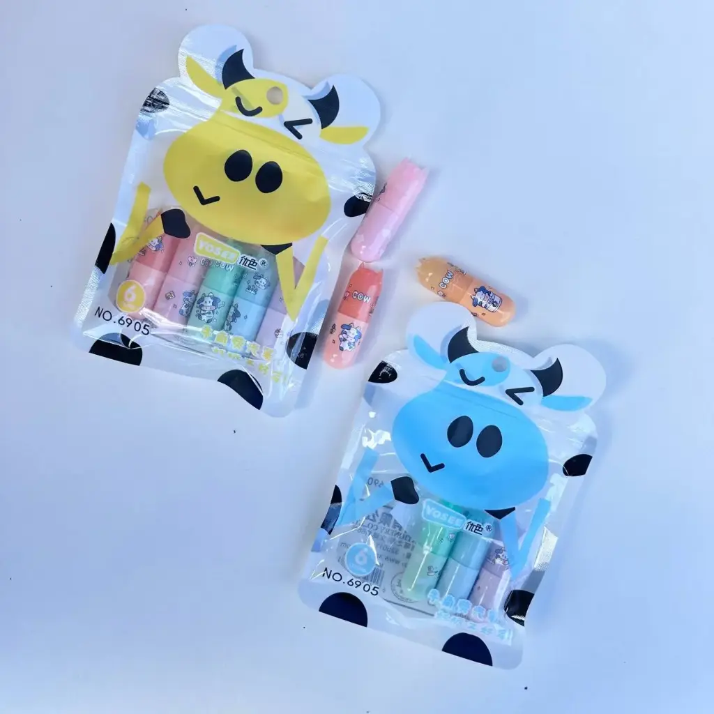 Mini Destacadores Vaquita  Set de 6 Colores Surtidos 