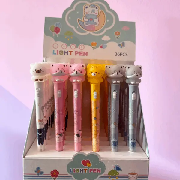 Lápiz de Tinta Gel Animalito Kawaii con Luz