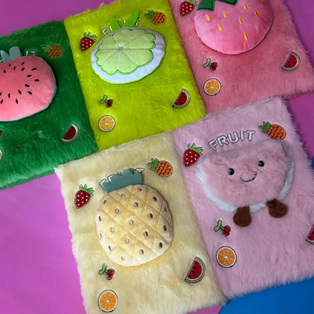 Libreta Peluda con Frutitas Kawaii 3D