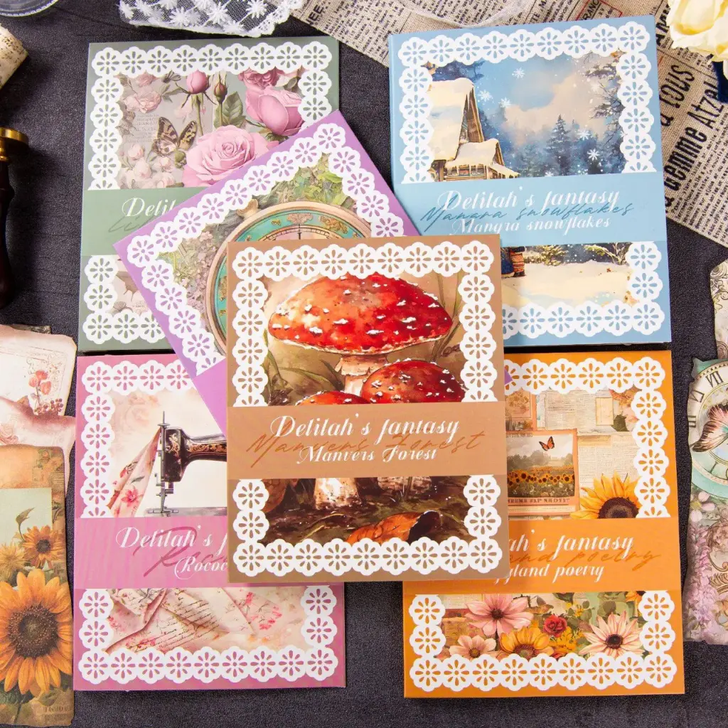 LIBRO DE DECORACIÓN Y PAPEL VINTAGE PEGATINA