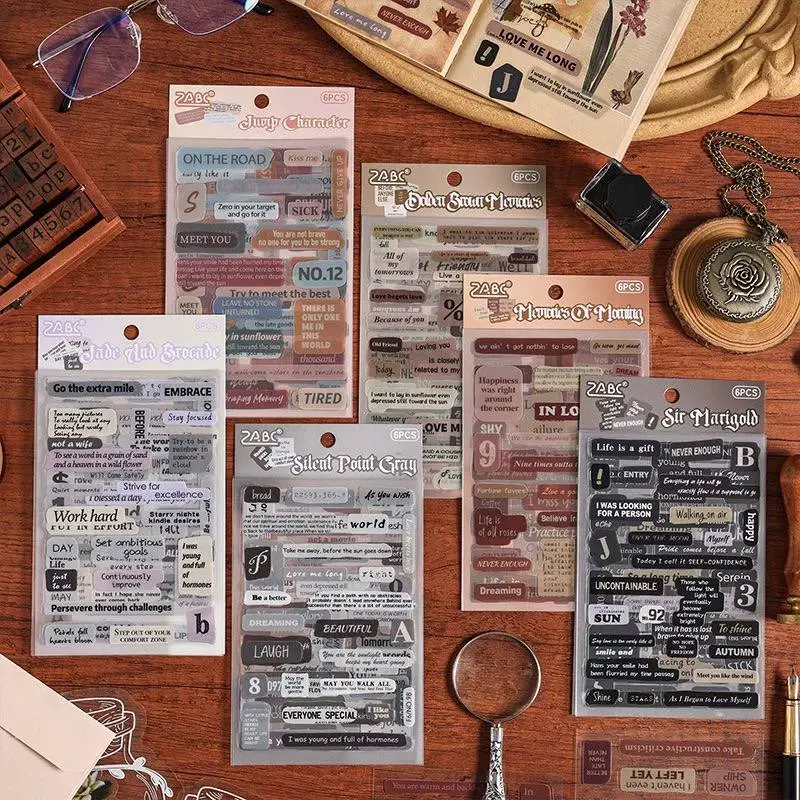Set de 6 Stickers Letras Vintage