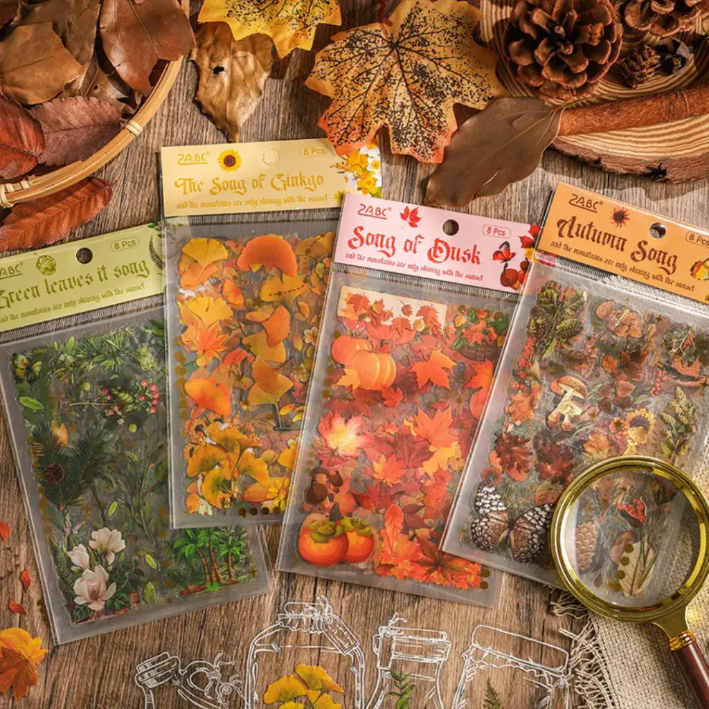 Stickers Flores Otoñales Vintage
