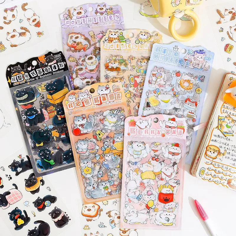 4 laminas Stickers Gatito Ternura en cada detalle