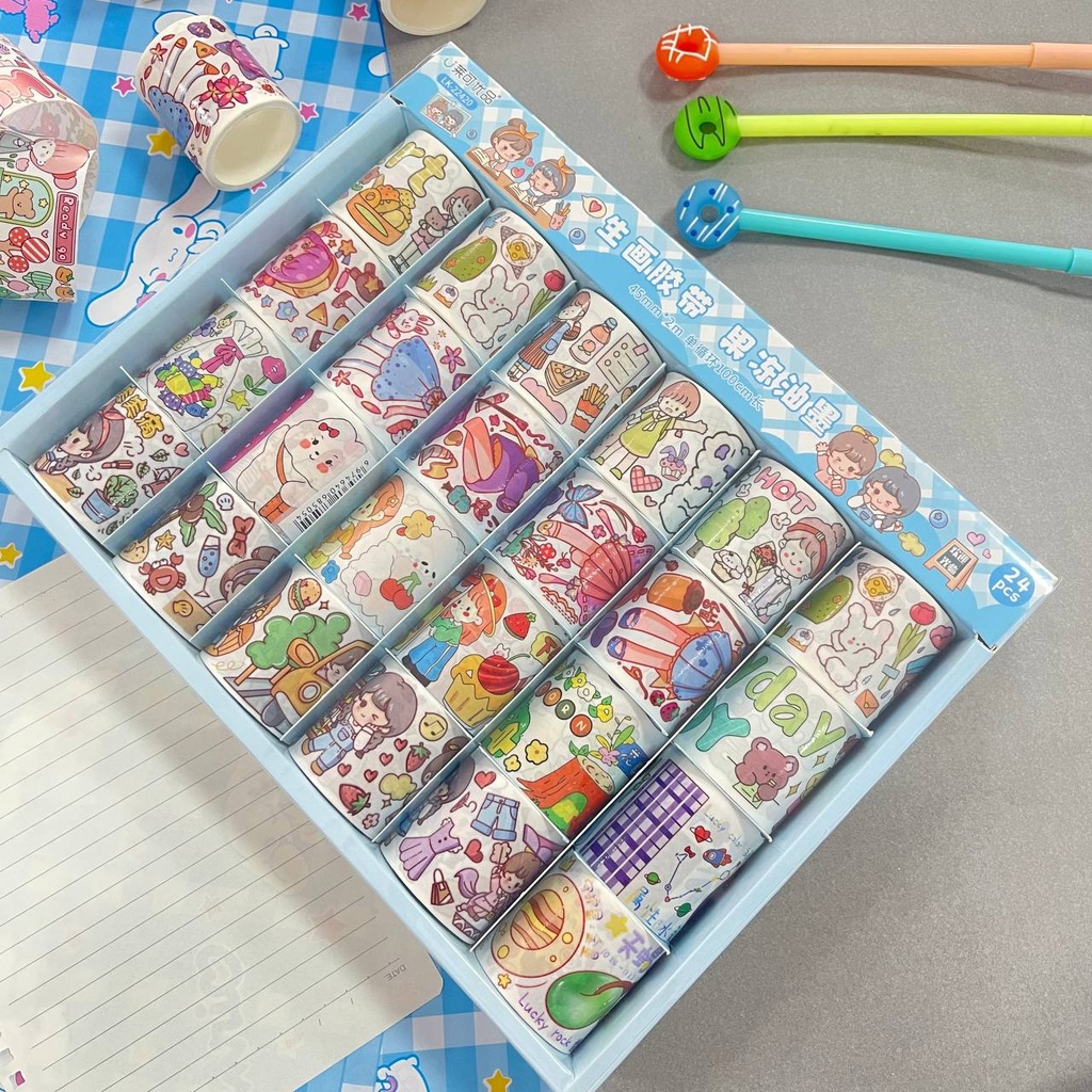 Rollo Washi tape Papel Celeste 2 mts 24 modelos