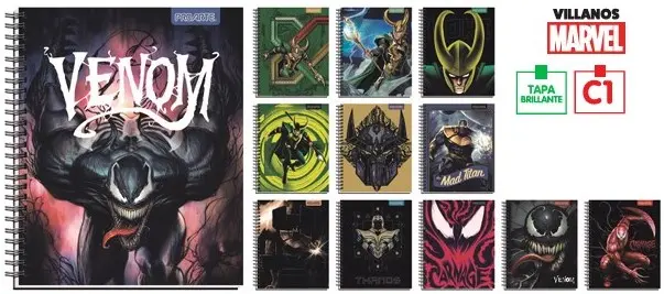 Cuaderno Univ ProArte Ted/Ed Marvel Villanos 100Hj