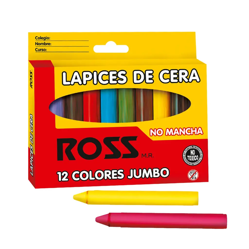 LAPICES DE CERA ROSS JUMBO 12 COLORES 