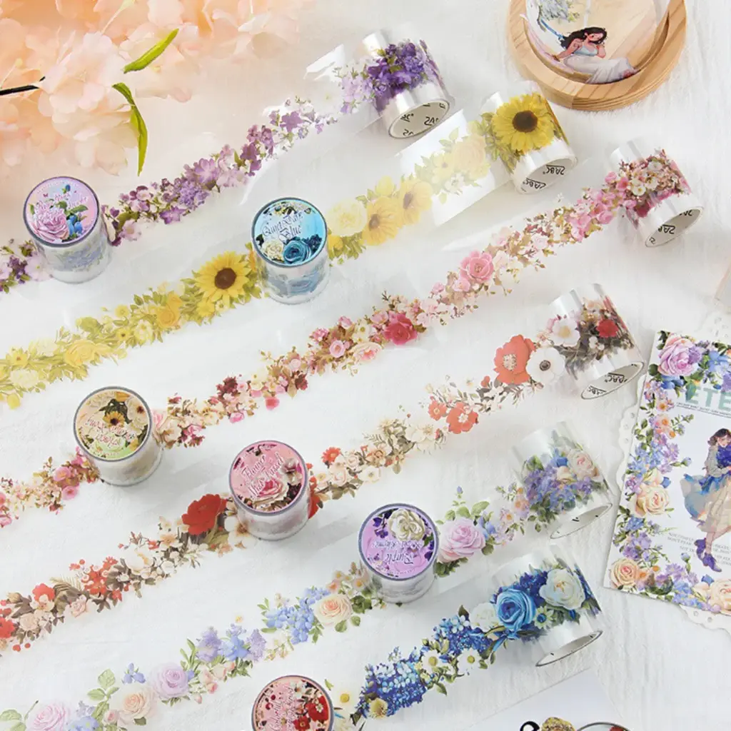 Washi tape transparente de flores