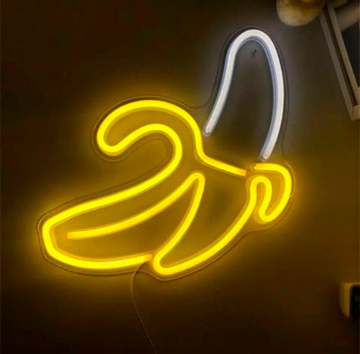 Cartel Led Forma Plátano Decorativo luz Cálida