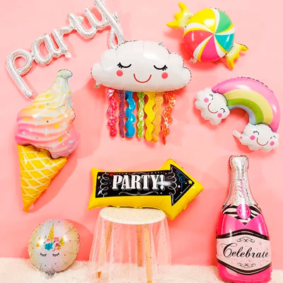 Set Party Globos Metálicos 8 Diseños Celebración