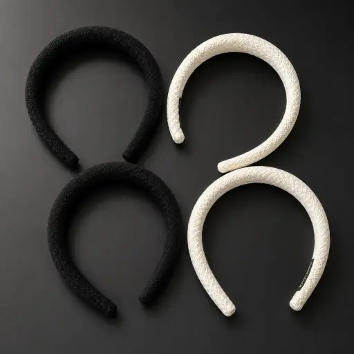 [EPT25-1631] Cintillo trenza blanco y negro 1631