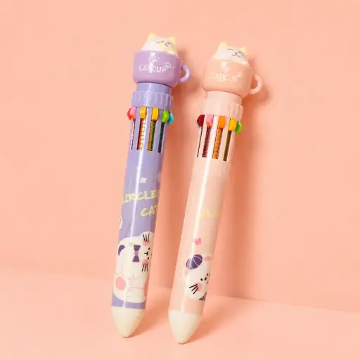 [EE26-1852] Lápiz 10 Colores Gatito en Taza