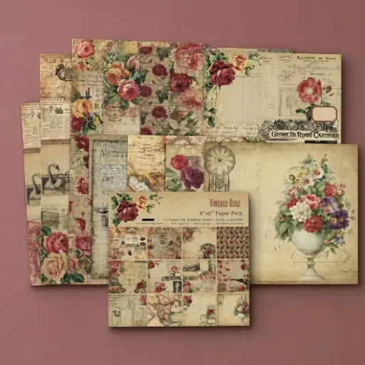 [EE26-217] Set de Papeles Decorativos Rosas Vintage