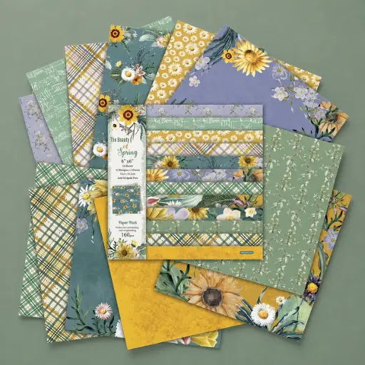 [EE26-225] Set de Papeles Decorativos Girasoles y Flores
