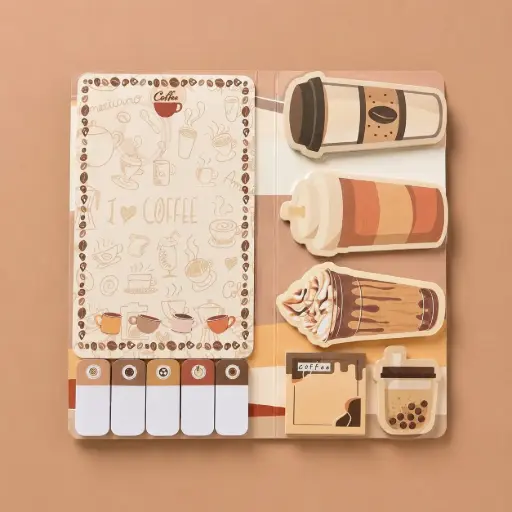 [EE26-347] Set de Notas Adhesivas y Post-it Café Kawaii