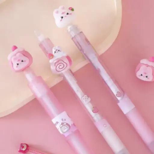 [EE26-733] Set de 3 Lápices Borrables Conejito Rosa