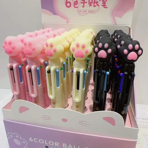 [EE23-1658] Lápiz Tinta Patita de gato 6 colores Mina 0.7 mm