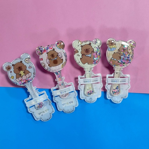 [CAR24-1735] Peine Brillante con Orejas diseño de Capybara