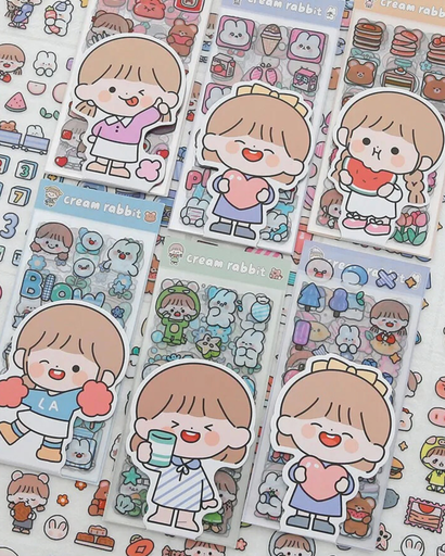 [EE22-1991] Sticker Niña Cream Rabbit