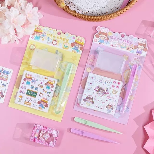 [EE22-1904] Set de stickers 6 piezas kawaii 4 colores