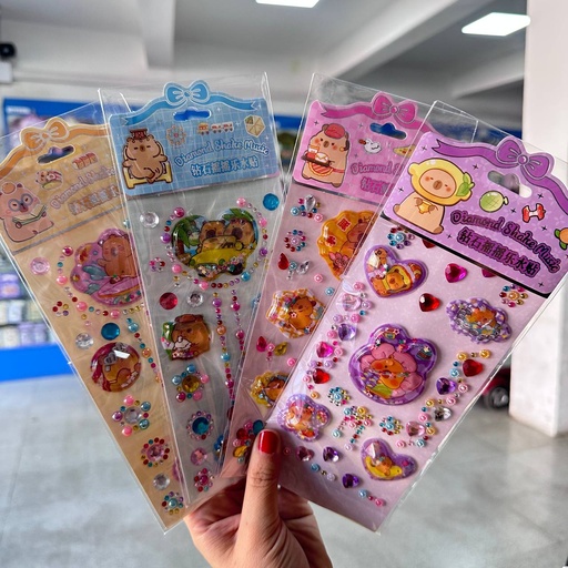 [CAR24-1802 F38-39] Pegatinas Capybara con Brillos Stickers Kawaii