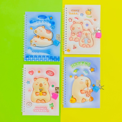 [EE24-2342] Mini Libreta con Candado Capybara mediana
