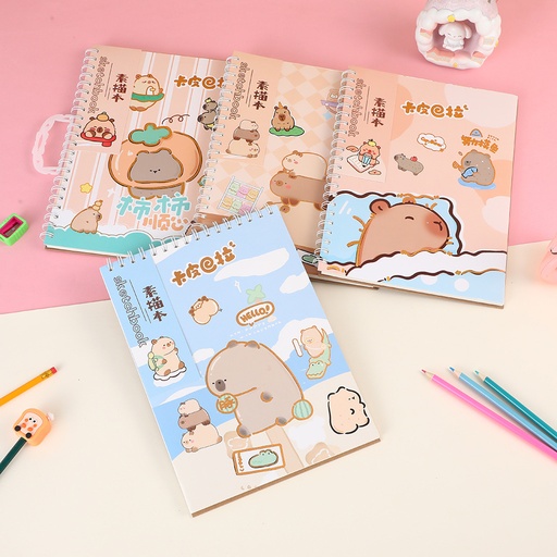 [CAR24-647] Croquera Kawaii Capybara 50 Hojas en Blanco
