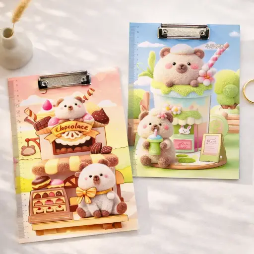 [EE25-1774] Tabla Sujeta Papel Osito Kawaii