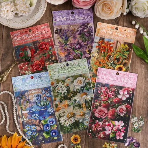 [EE25-1630] Set de Stickers de flores + Mariposas
