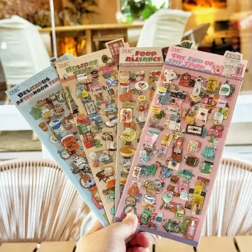 [EE25-1646] Stickers de Accesorios y Comida Vintage