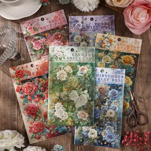 [EE25-1669] Stickers Transparentes de Flores 4 pcs