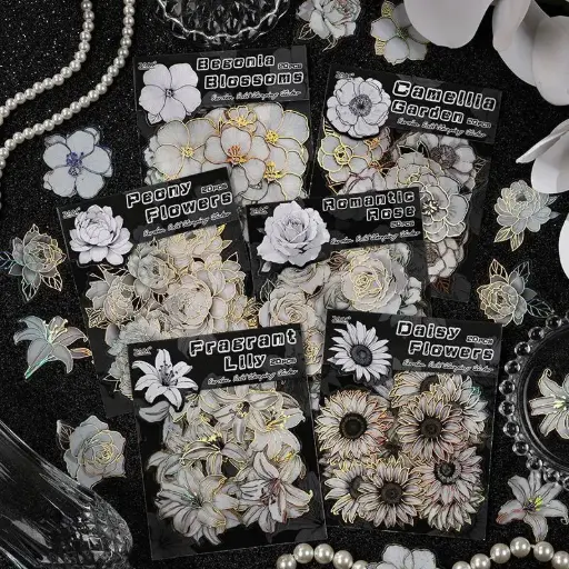 [EE25-1689 / EE25-1083] STICKERS FLORES BLANCAS 20 PCS