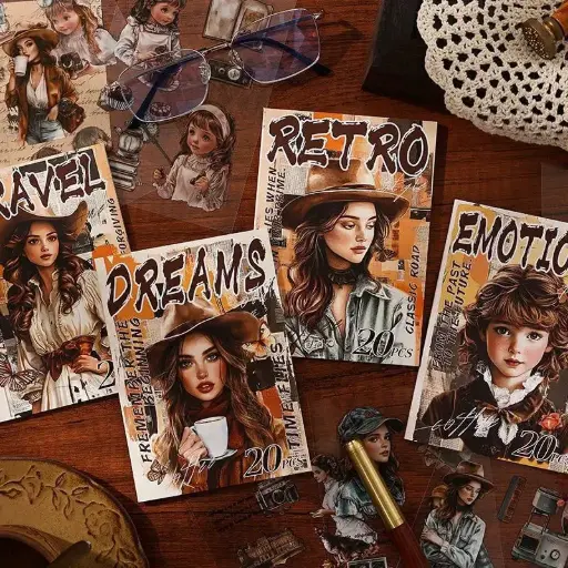 [EE25-1699] Libreta de Stickers Muñecas Color Café