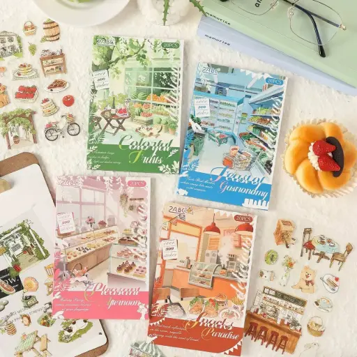 [EE25-1706] Libreta de Stickers Sitios de Comida Vintage