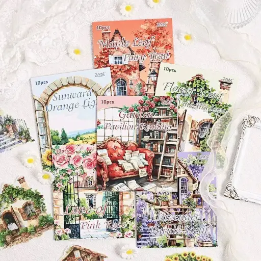 [EE25-1733] Stickers Casita Vintage con Flores