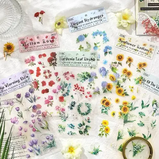 [EE25-1735] Sticker Transparente de Flores