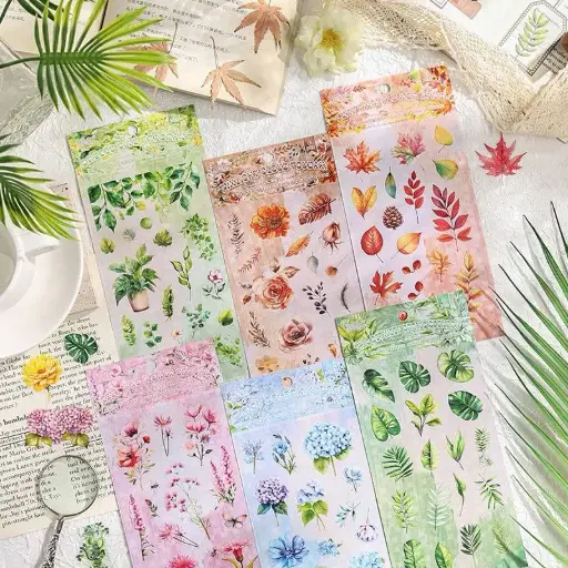 [EE25-1736] Stickers de Plantas Verdes y Coloridas
