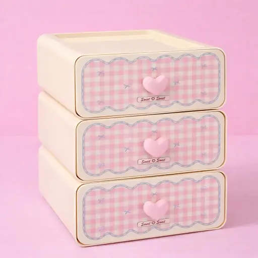 [EE25-1399] Cajón Blanco Kawaii de Escritorio